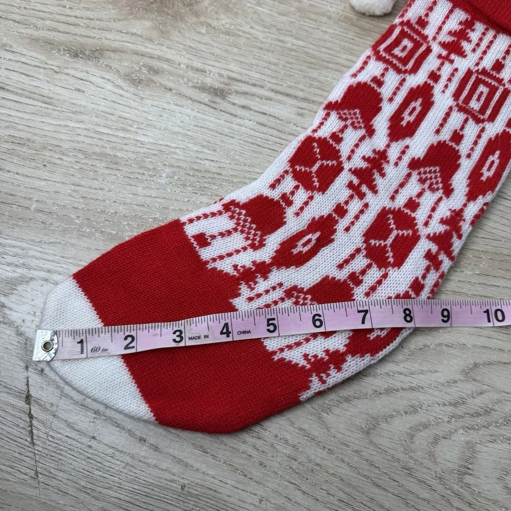 Vintage Knit Christmas Stocking‎ Red White Ornament All Over Pattern Classic